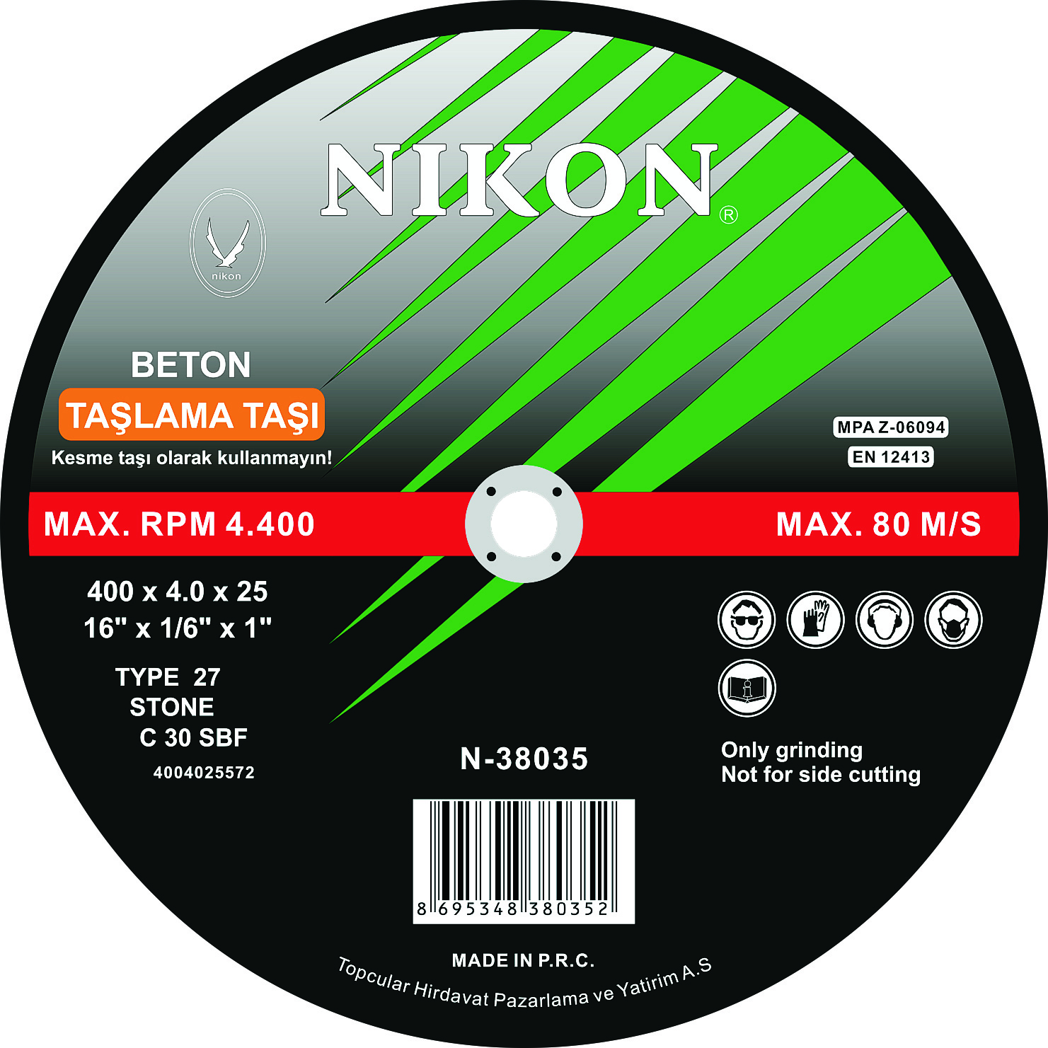 BETON FLEX TAŞLAMA TAŞI 400x4.0x25 mm